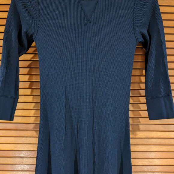 Ralph Lauren Waffle Knit Dress Cotton Midi Fit & Flare Blue Small 3/4 Sleeve - Picture 5 of 8